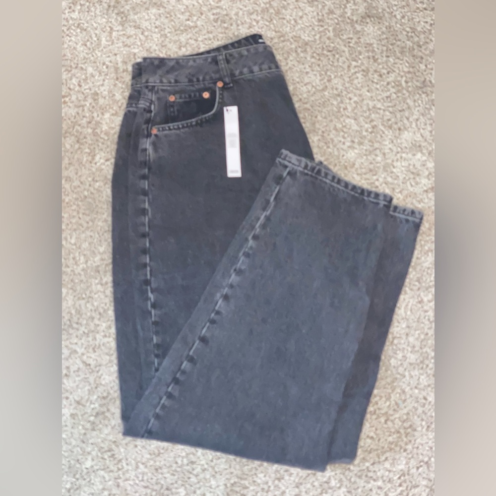 ASOS DESIGN Curve High Rise Relaxed Mom Jeans in Washed Black Womens 14